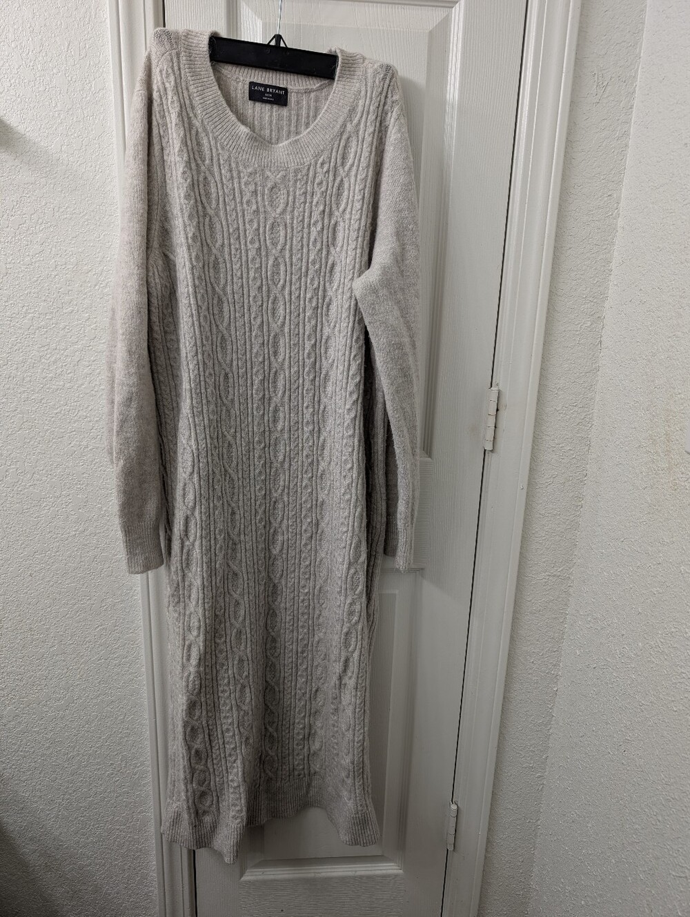 Lane Bryant Cable-Knit Maxi Sweater Dress in Light Gray
